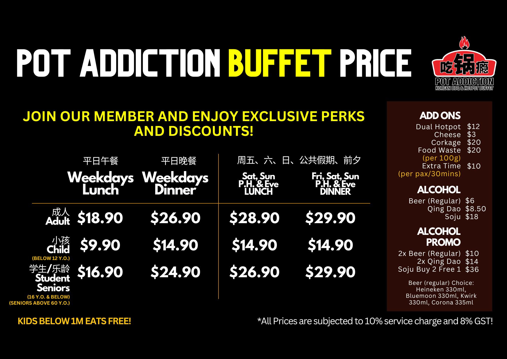 Pot addiction buffet price